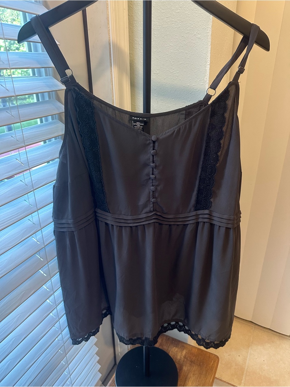 Torrid Black Lace Trim Chiffon Cami Tank Top Size 3
